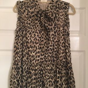 Kate Spade leopard print clipped dot top